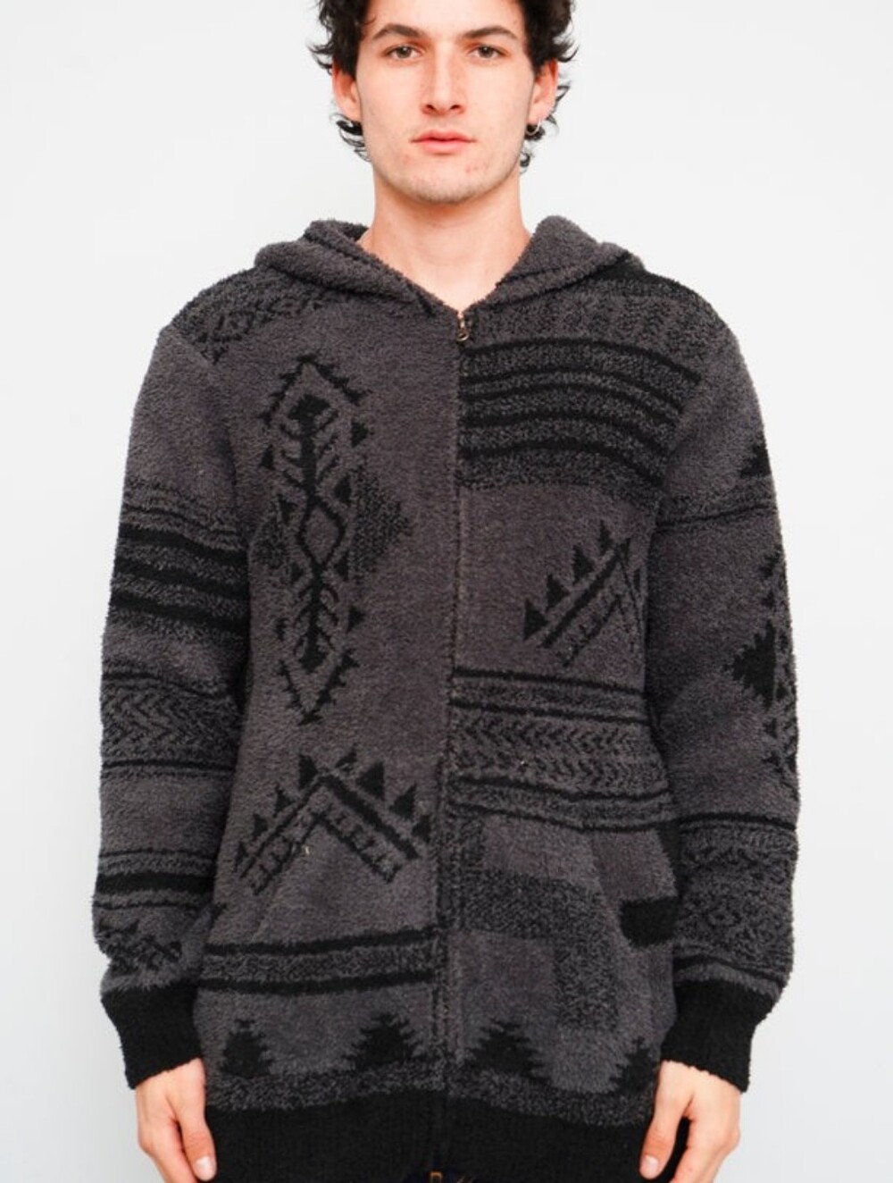 Barefoot Dreams Aztec Gray And Black Hoodie